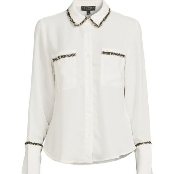 LAUNDRY BY SHELLI SEGAL
Bouclé Trim Shirt size medium NWT - Picture 1 of 15